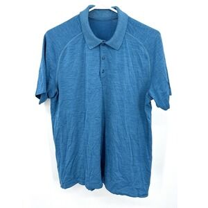 Lululemon Short Sleeve Polo Blue Shirt Mens Size M